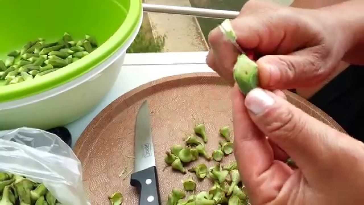 Her evde aileler bamya kesimi yapıyor