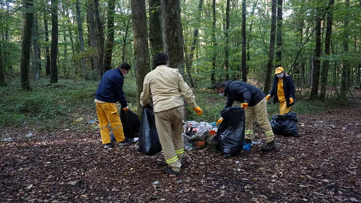 Belgrad ormanı'nda geçen hafta piknik yapılan alanlarda 22 ton, ormanın derinliklerinde ise 8-9 ton çöp toplandı.