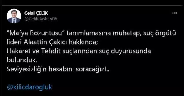 Hakaret ve tehdit suçlarından suç duyurusunda bulunduk.