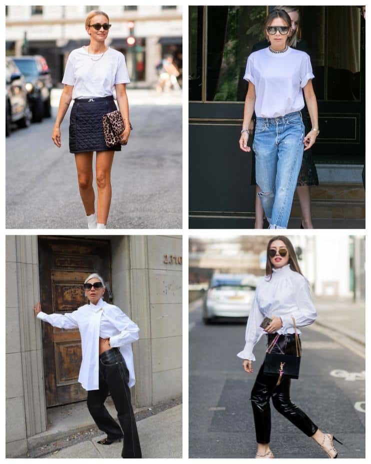 Beyaz gömlek ve tişört tam bir kombin kurtarıcısı.