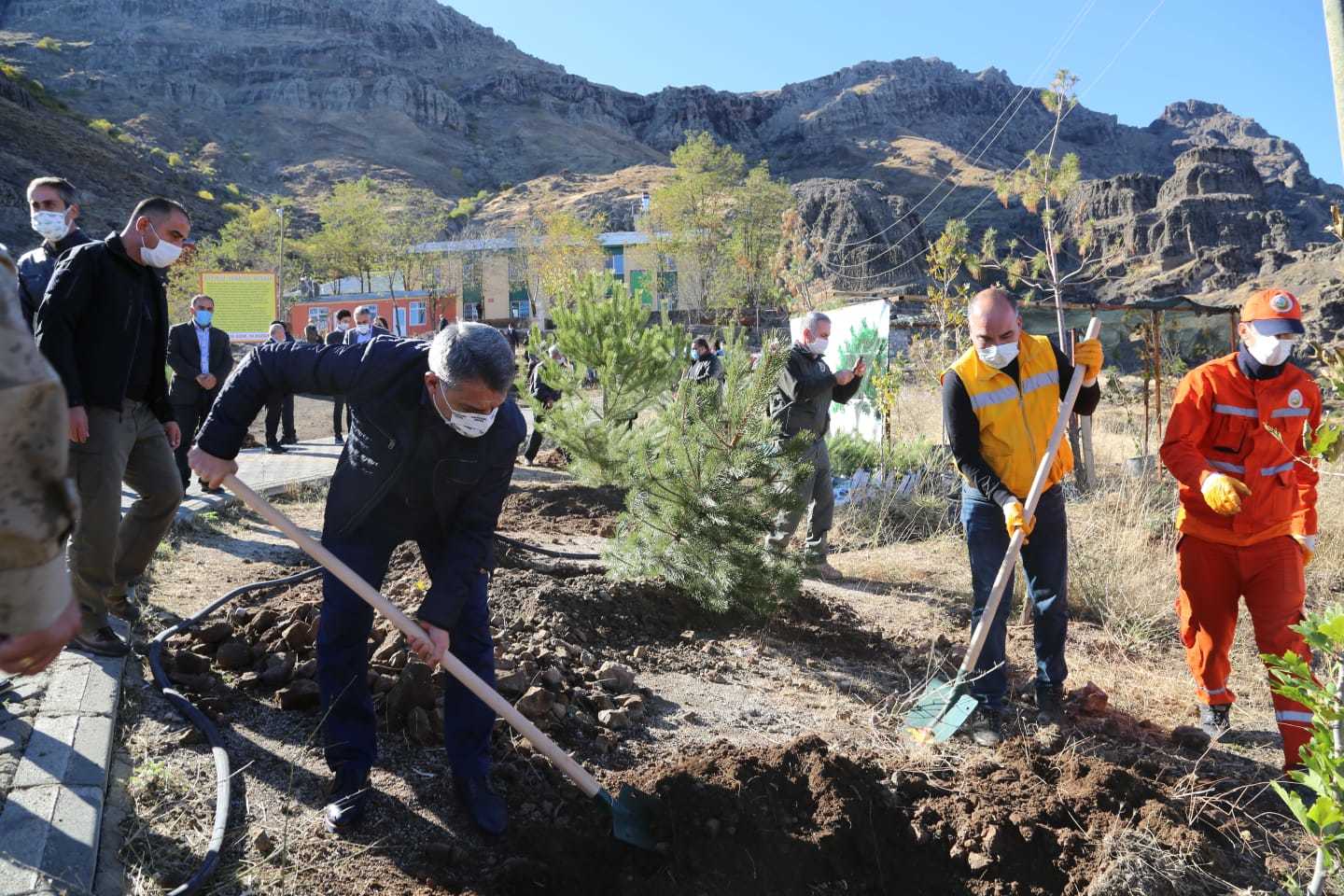 Tunceli'de, 'Milli Ağaçlandırma Günü' nedeniyle Alevi inancında önemli yere sahip olan Düzgün Baba Dağı'nda fidanlar toprakla buluştu.