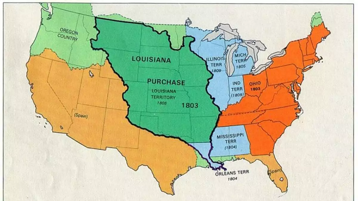 Thomas jefferson’ın 1803’te napolyon bonapart'tan sadece 15 milyon dolara satın almış olduğu, günümüz amerika'sının tam olarak üçte biri kadar  bir alana denk gelen topraklar