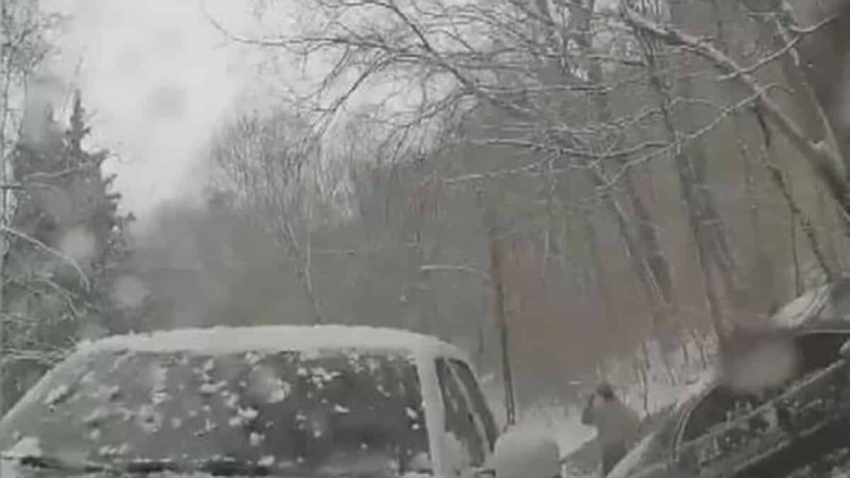 Kar yağışı nedeniyle buz tutan yolda kontrolden çıkan araç, hızla yol kenarında bekleyen üç yayanın üzerine hareket etti.