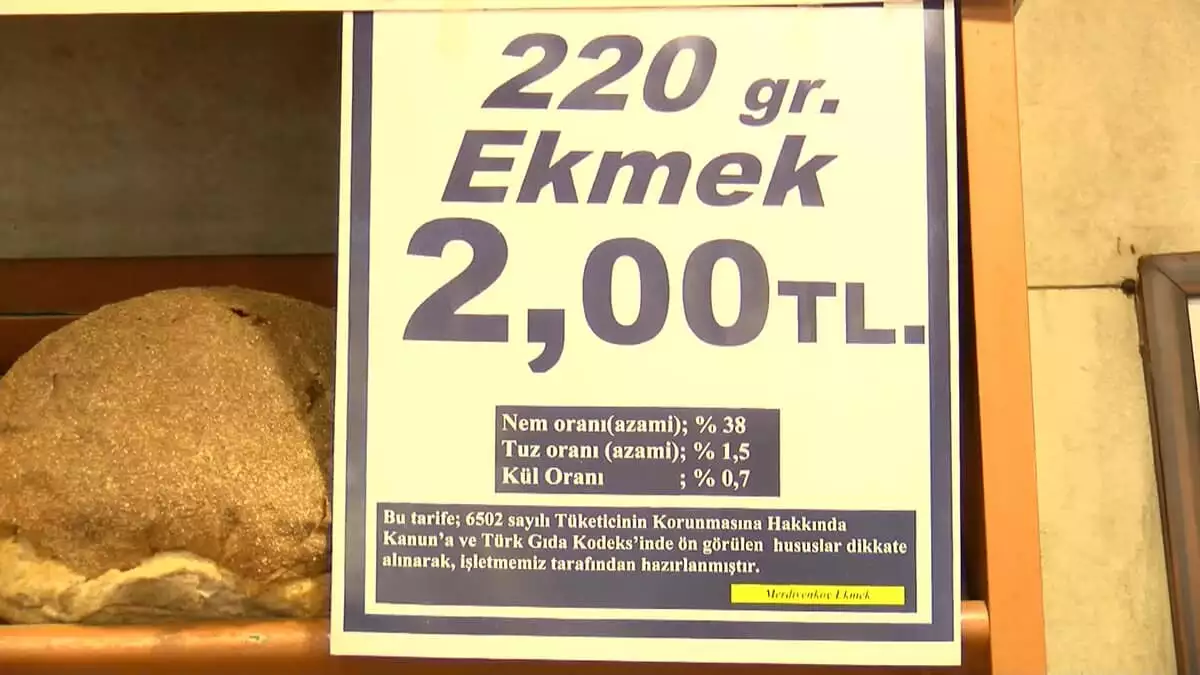 İstanbul ticaret odası ve esnaf ve sanatkarlar odaları birliği'nin belirlediği fiyat tarifesine göre 200 gram ekmek 1 buçuk lira, 250 gram ekmek 1,87 lira ve 270 gram ekmeğin ise 2 liradan satılması gerekiyor.