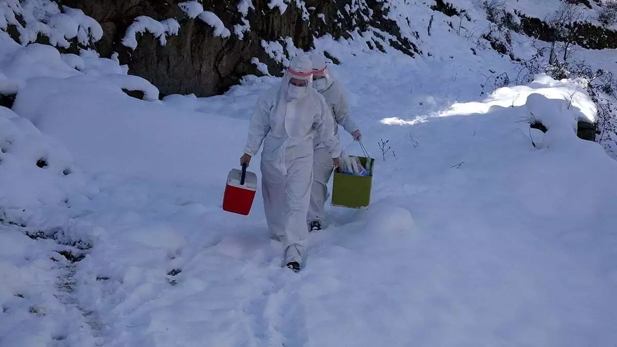 Filyasyon ekipleri yoğun kar yağışına rağmen görevde