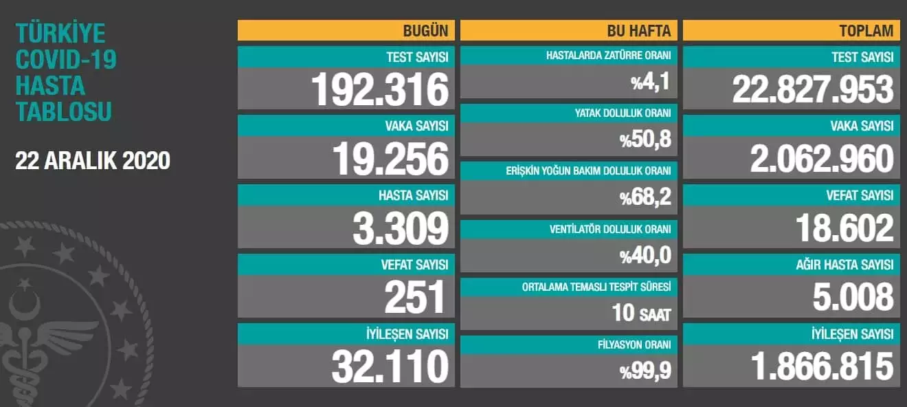 Bugün koronavirüsten 251 kişi hayatını kaybetti