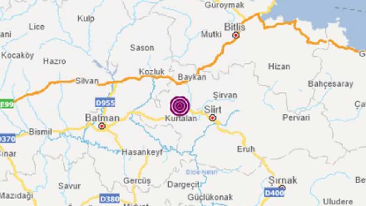 Siirt'te 5 büyüklüğünde deprem