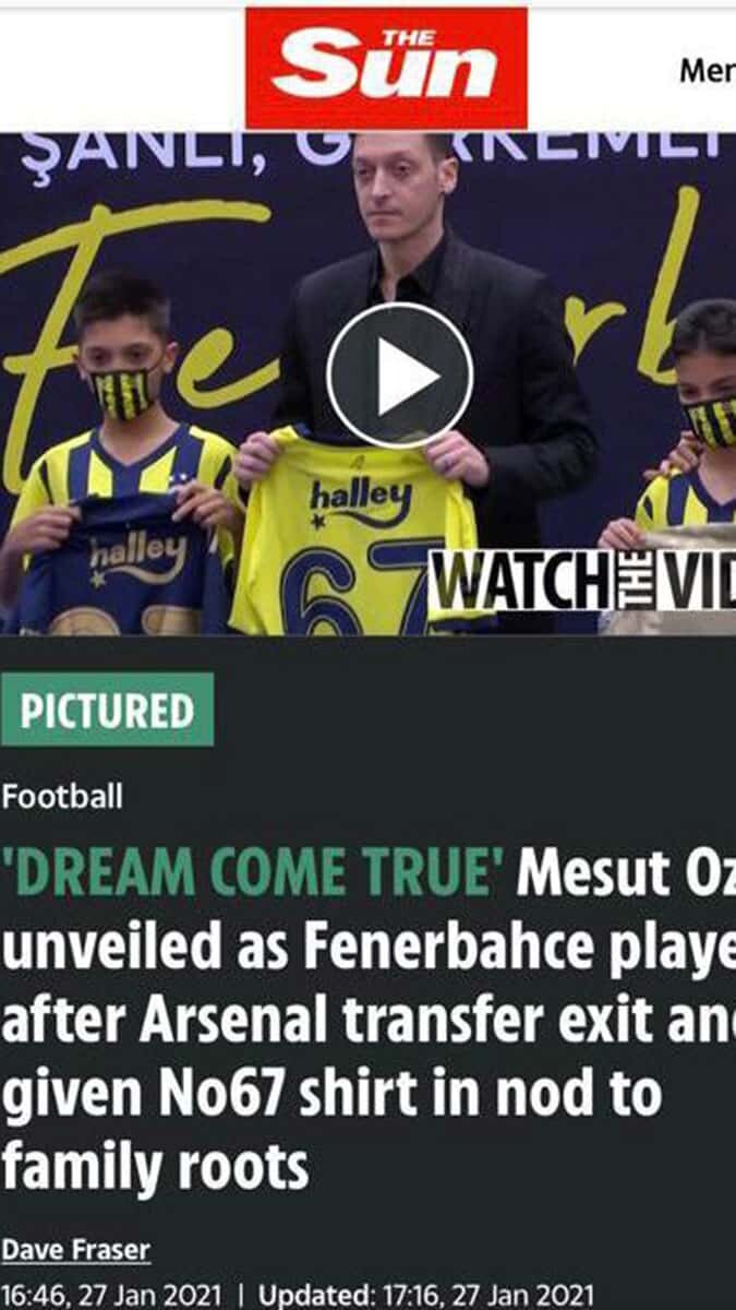 Almanya ve İngiltere basını, Fenerbahçe ile 3.5 yıllık sözleşme imzalayan Mesut Özil'i manşetlerine taşıdı.