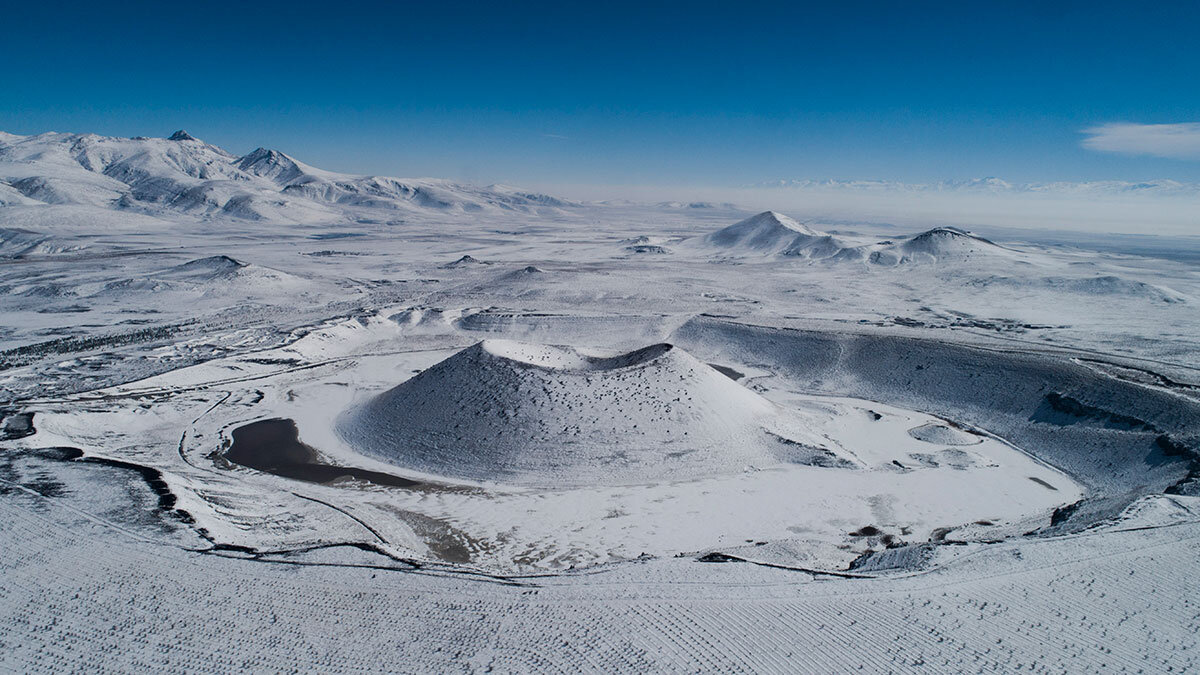 Meke'de kar örtüsüyle görsel güzellik