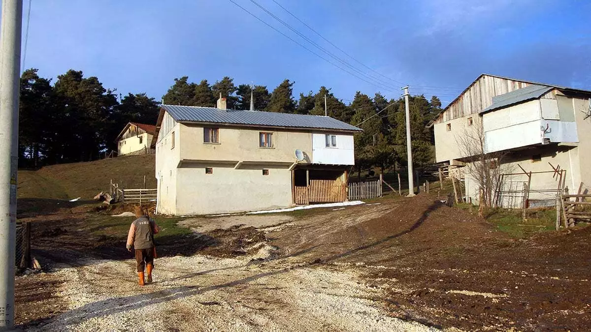 Bolu'da yılmaz aktaş, kış mevsiminin zorlu şartları nedeniyle boş kalan çamyayla köyü yaylasında olası hırsızlık olaylarına karşı nöbet tutuyor.