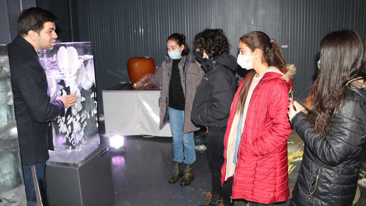 Teyzesinin tabaklarını Buz Müzesi'nde sergiliyor