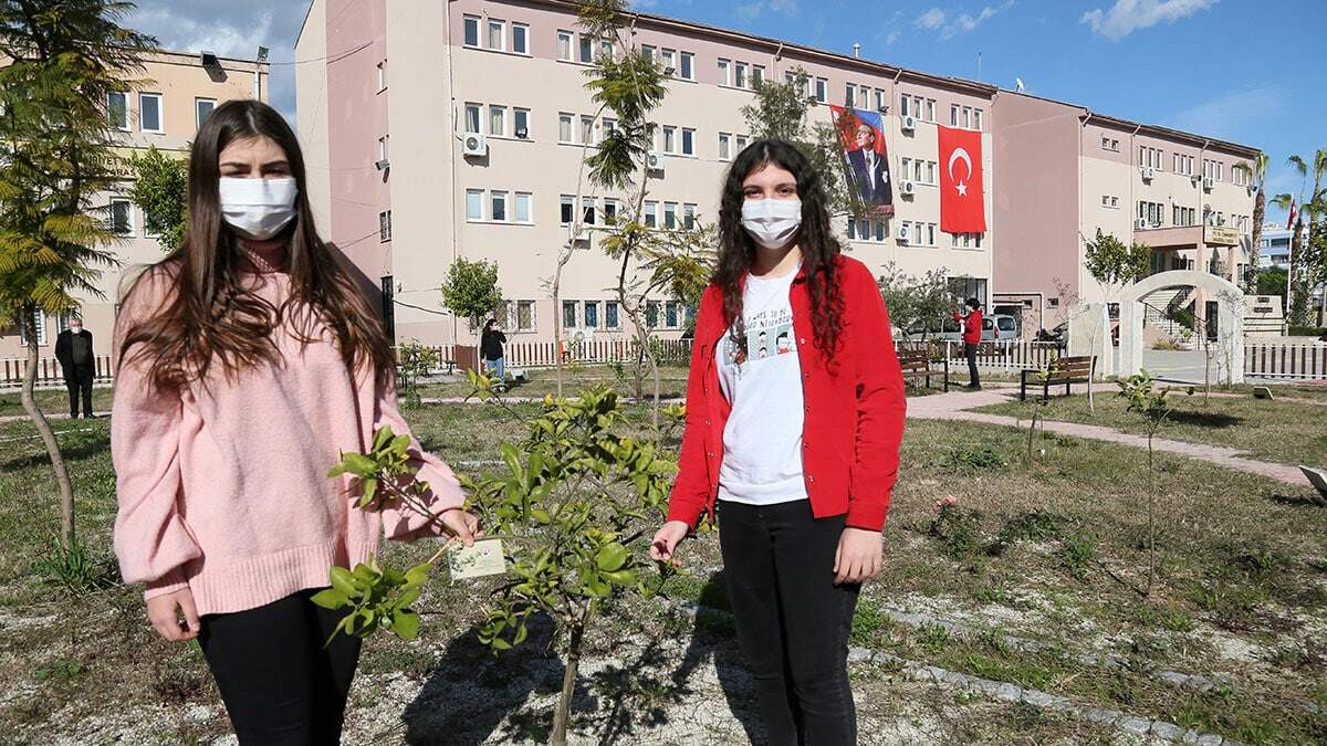 Antalya Milli Eğitim Müdürlüğü'nce il genelinde 2 bine yakın okul bahçesine, avokado, portakal, limon, greyfurt, zeytin, keçiboynuzu, badem fidanları dikiliyor.