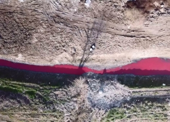 Dere kimyasallar nedeniyle kırmızı akmaya başladı