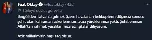 Şehit olan askerler için başsağlığı mesajı