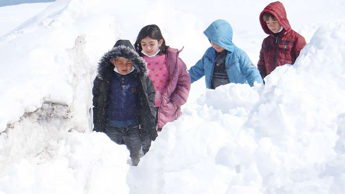 Erzurum'da ev ve ahırlar kara gömüldü