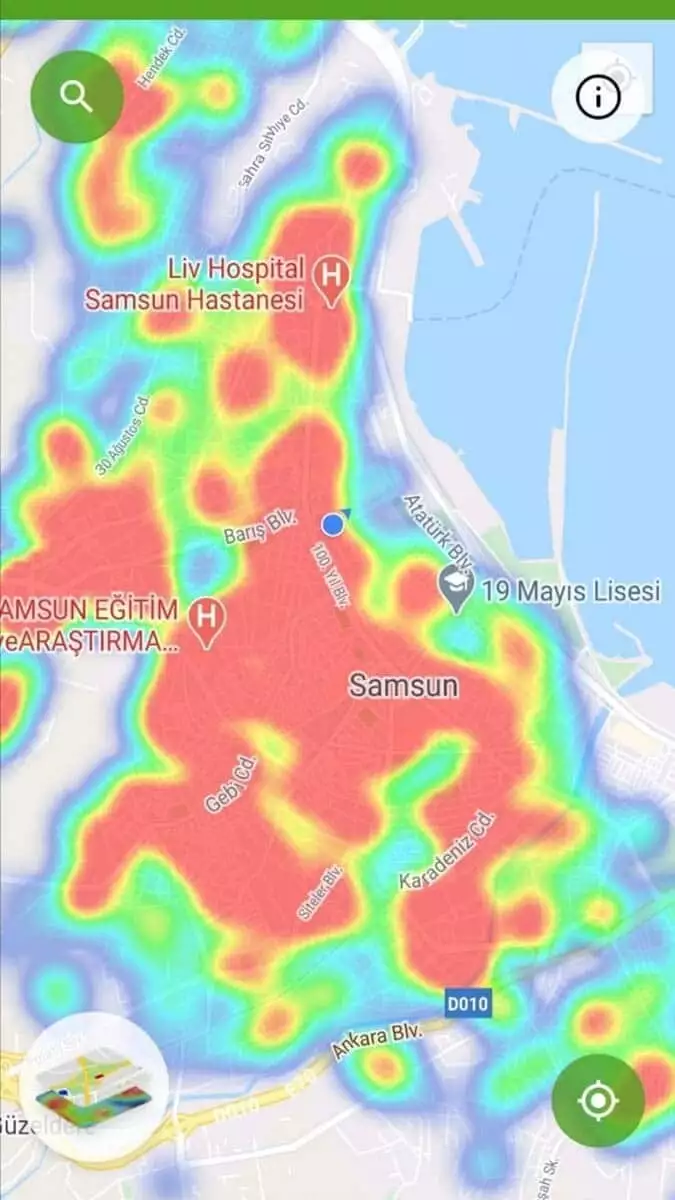 Samsun'da hes haritası kırmızıyla kaplandı