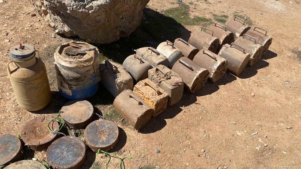 PKK/YPG'ye ait 693 kilo patlayıcı ele geçirildi