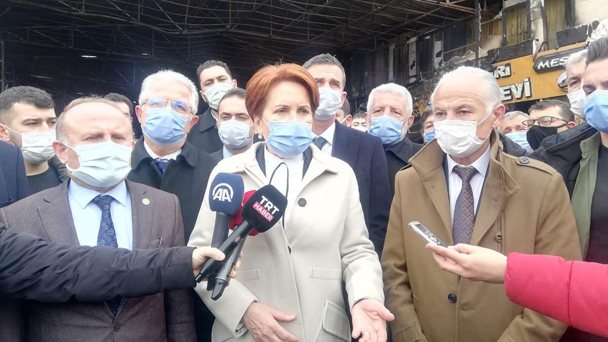 Akşener iş yerleri yanan esnafı ziyaret etti