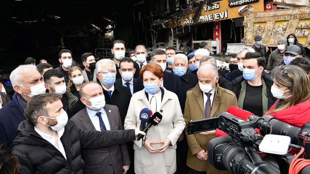Akşener iş yerleri yanan esnafı ziyaret etti