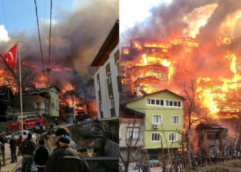 Dereiçi köyündeki yangının ilk başladığı anlar