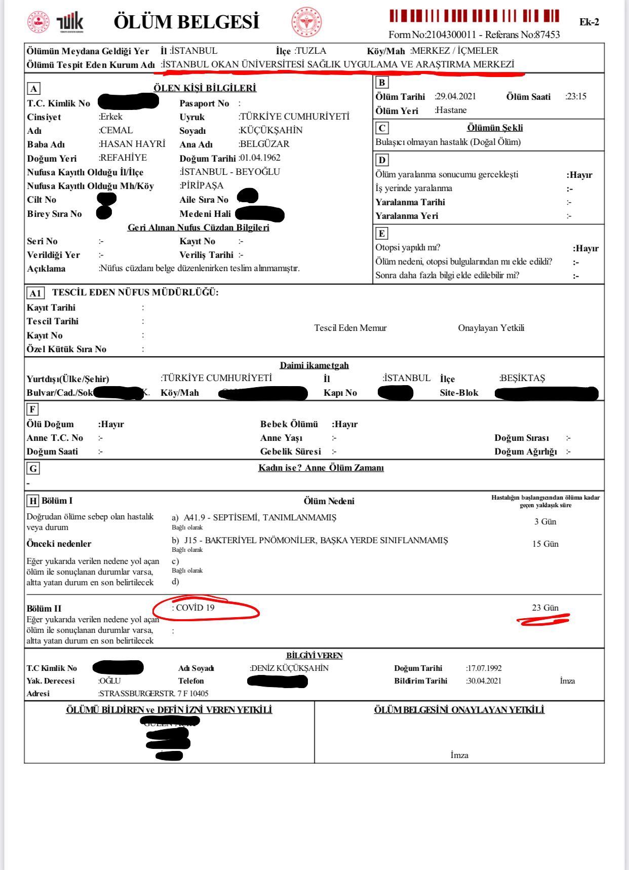 Sağlık Bakanı Fahrettin Koca, koronavirüsten hayatını kaybeden Sosyal medyada yer alan ölüm raporuna ilişkin açıklama yaptı.