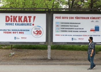 Başkentte reklam panolarından 'Susuz kalabiliriz' uyarısı