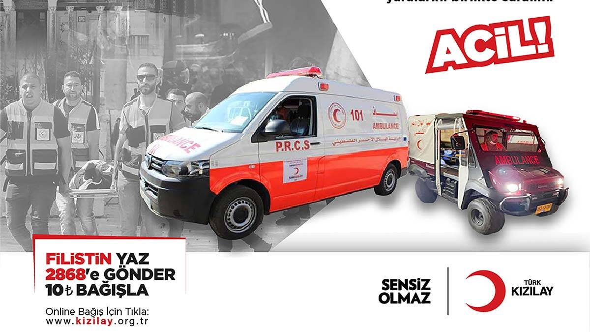 Kızılay'dan Filistin'e acil ilaç ve ambulans yardımı