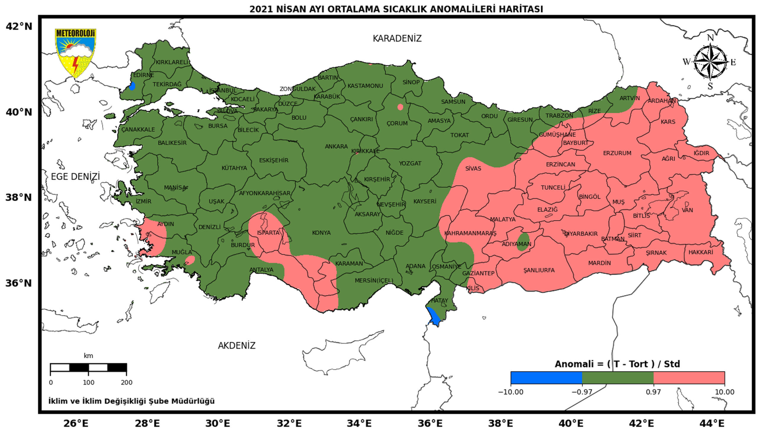 Türkiye'nin nisan ayı ortalama sıcaklığı geçen yıllara göre 1.3 derece artarak 13.4'e çıkarken, en yüksek sıcaklık 36.9 dereceyle Ceylanpınar'da kaydedildi.