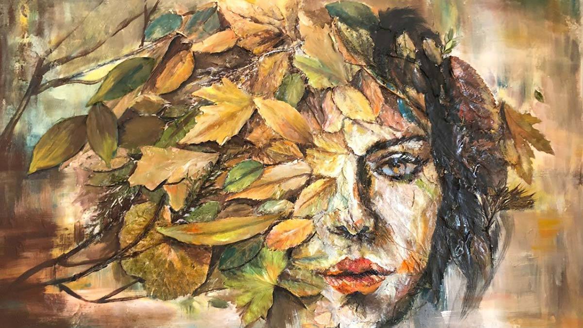 Yaprak ve ağaçlar tuvale dönüştü