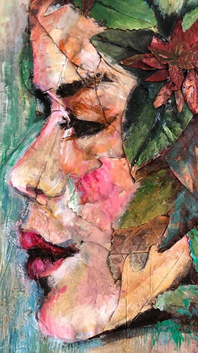 Yaprak ve ağaçlar tuvale dönüştü