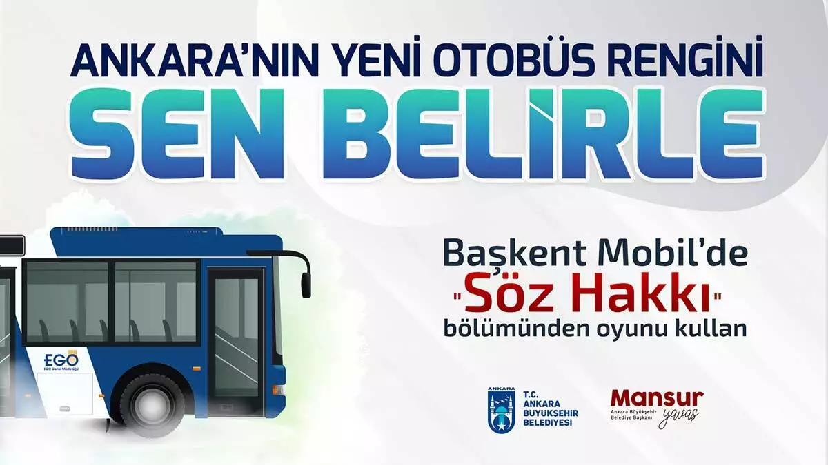 Ankaralılar akıllı cep telefonlarından ‘söz hakkı’ butonunu kullanarak, 6 haziran tarihine kadar yeni otobüslerin renk ve tasarımlarını oylayabilecek.