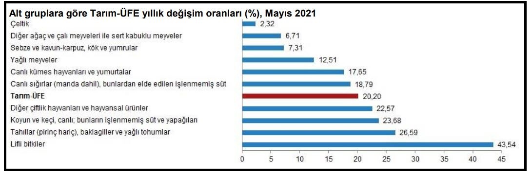 Tarım ürünleri üretici fiyatları % 20.20 arttı