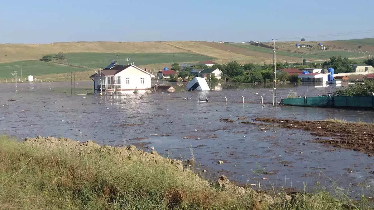 Ankara'da yenimahalle'de sağanak nedeniyle dere taştı; sele kapılan 6 hayvan öldü, tarım arazileri sular altında kaldı, 11 evi de su bastı.