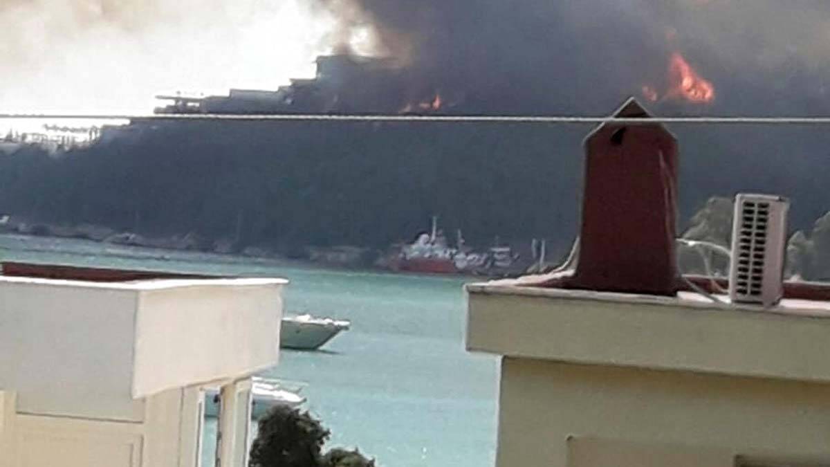 Milas'ta yangın otellerin bahçesine kadar ilerledi