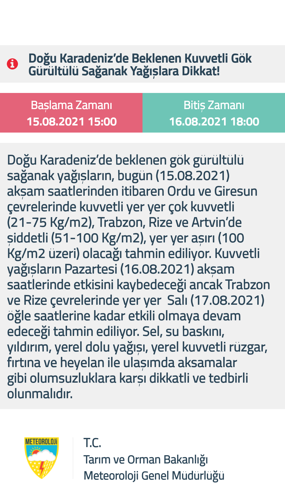 Meteoroloji'den Doğu Karadeniz için sel uyarısı