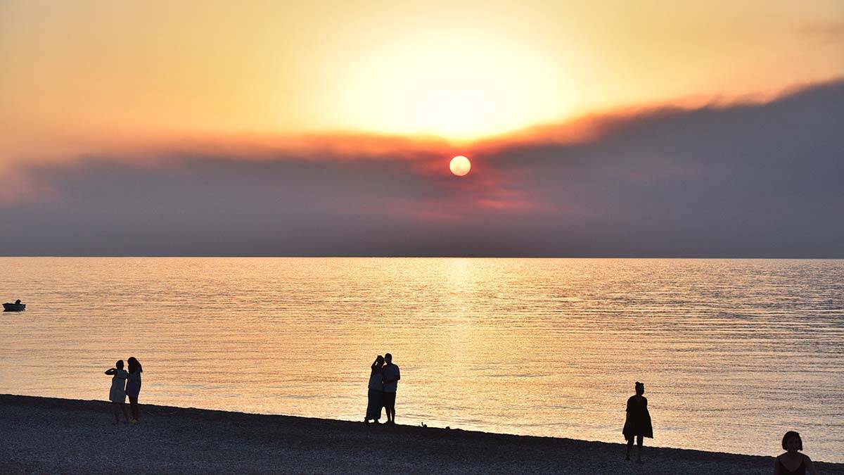 Yoğun dumanın ufku kaplamasıyla, gün ışığını fark edemeyen yavru caretta carettalar yönlerini bulamadı. Görevliler, yavruların denizle buluşmalarını sağladı.