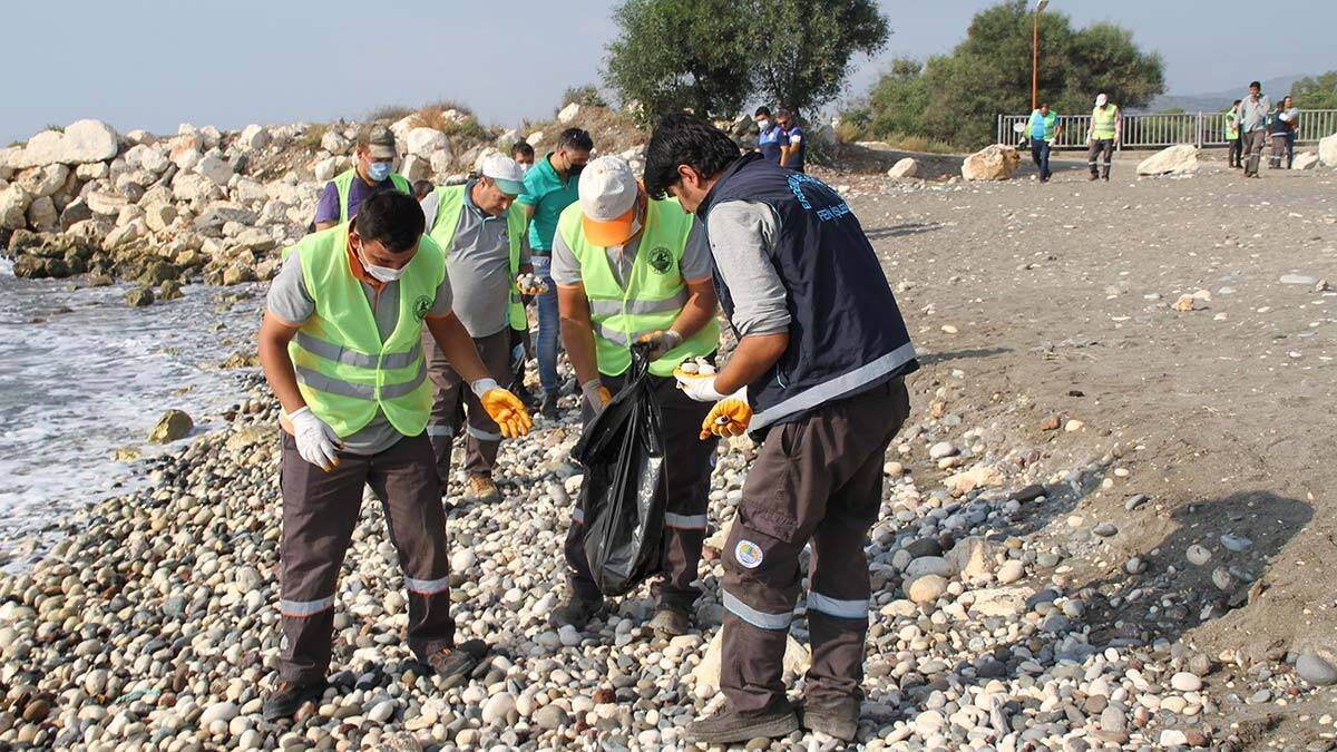 Mersin'de petrol atıkları temizleniyor