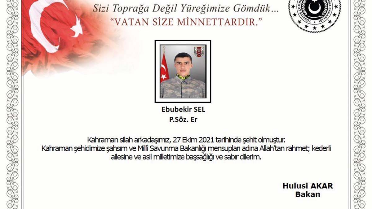 Askeri araç kazasında 1 asker şehit oldu