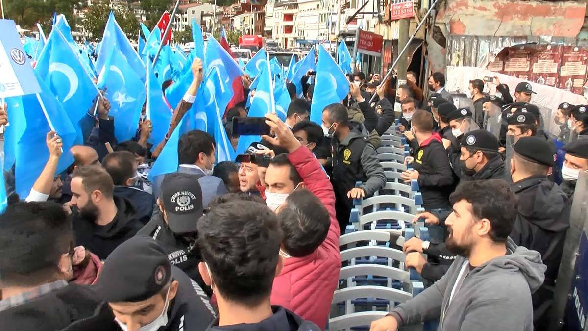 Çin Başkonsolosluğu önünde eylemde gerginlik