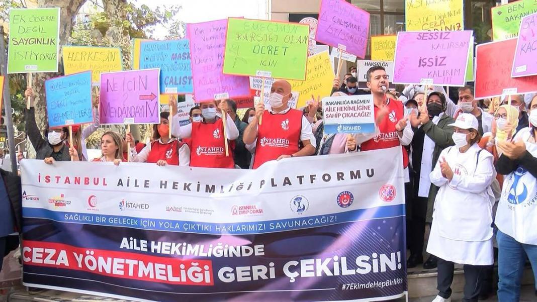 İstanbul'da aile hekimlerinden protesto
