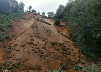 Rize'de sarp arazide heyelan meydana geldi