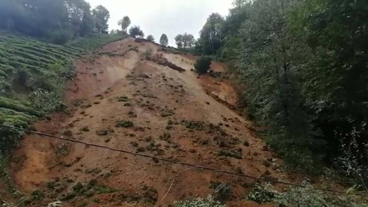 Rize'de sarp arazide heyelan meydana geldi