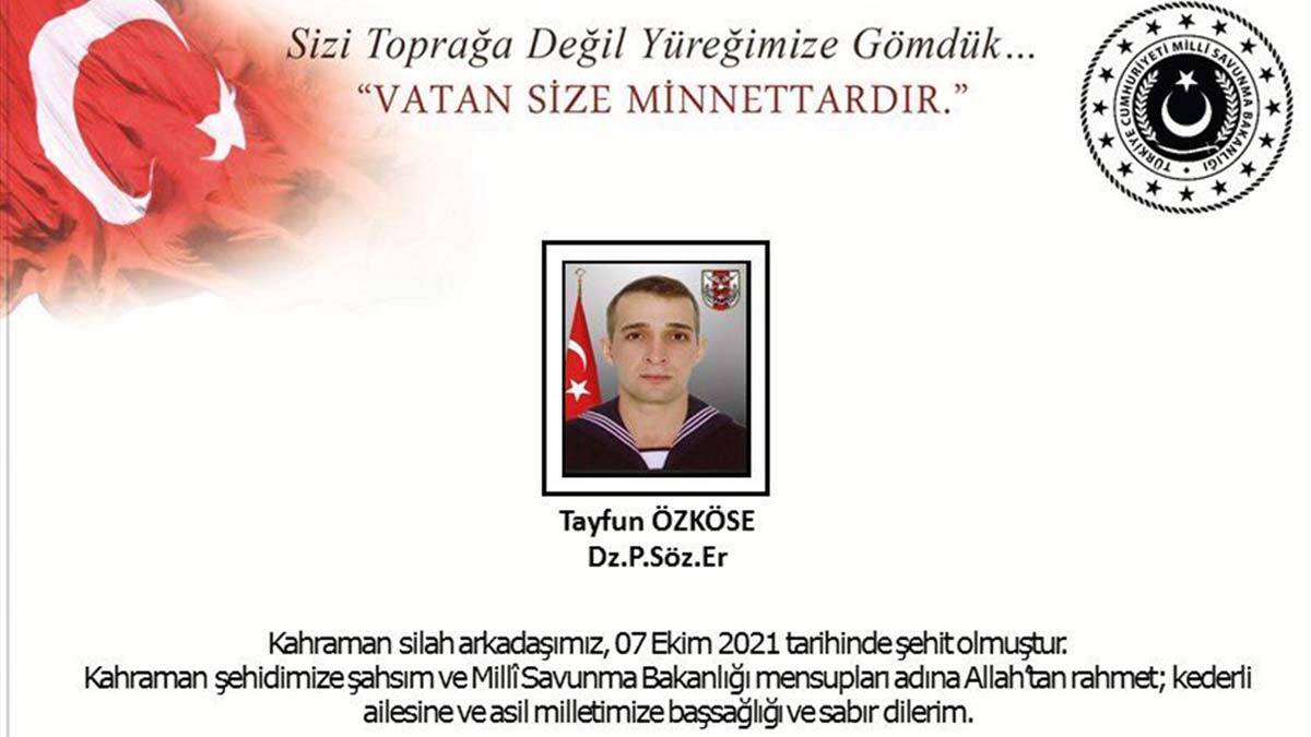 MSB: Fırat Kalkanı bölgesinde 1 asker şehit oldu 