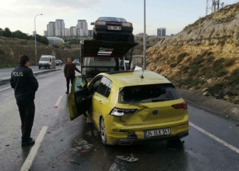 9 aracın karıştığı kazada 2 sürücü yaralandı