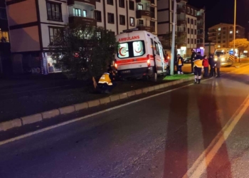 Ambulans hasta taşırken kaza yaptı