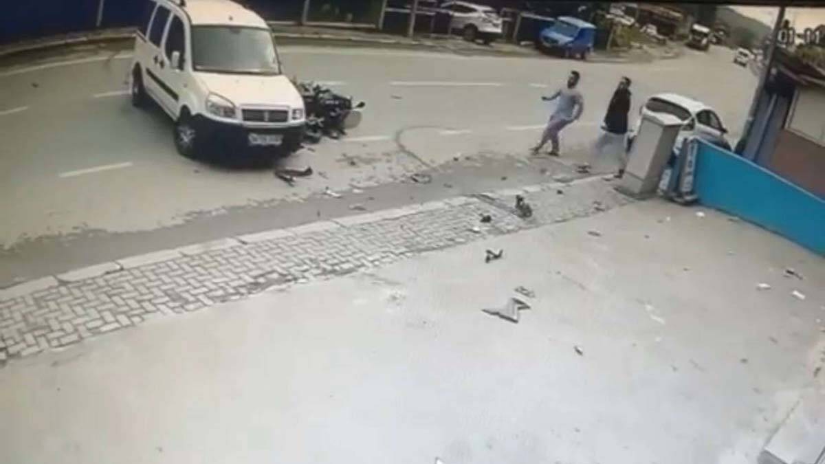 Beykoz'da feci kaza: Motosikletli camdan düştü