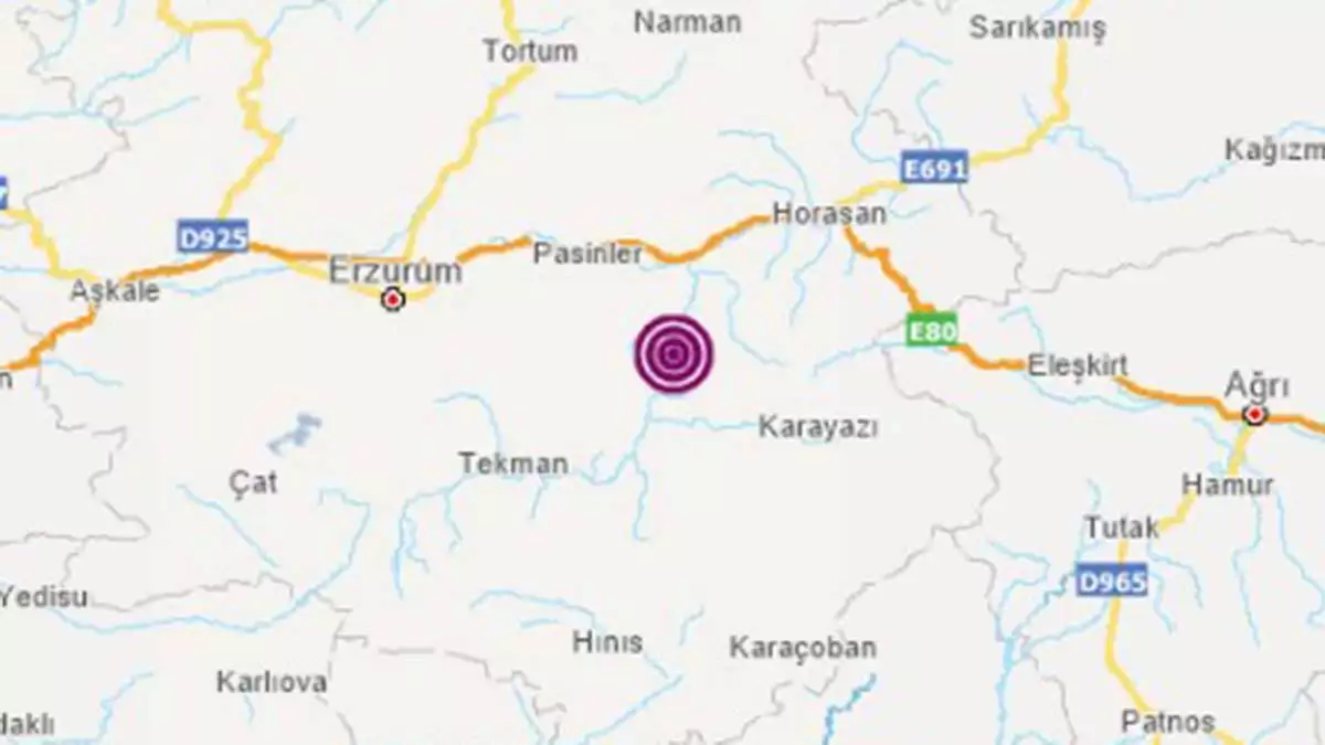 Erzurum'da 4. 7 büyüklüğünde deprem oldu