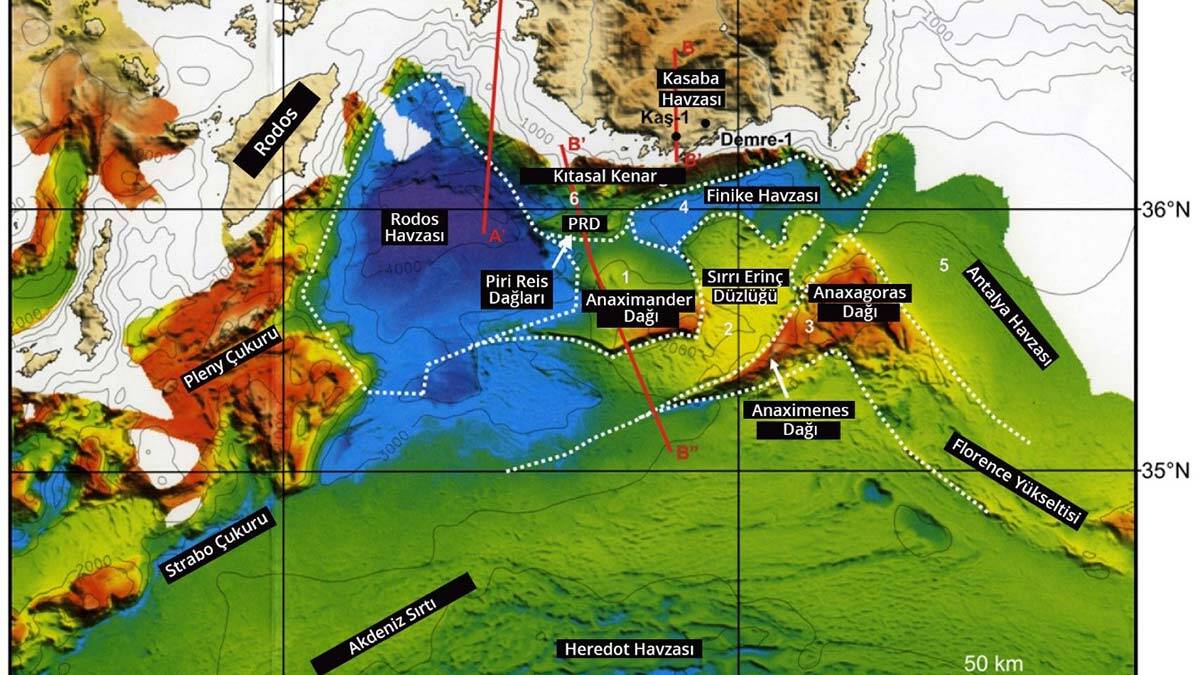 Türkiye’nin karasuları içinde, kalan bölge ise Doğu Akdeniz ilan ettiği kıta sahanlığı dış sınırları içinde bulunuyor