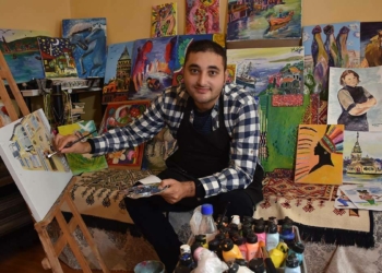Otizmli Erkan 8 kişisel sergisini açtı