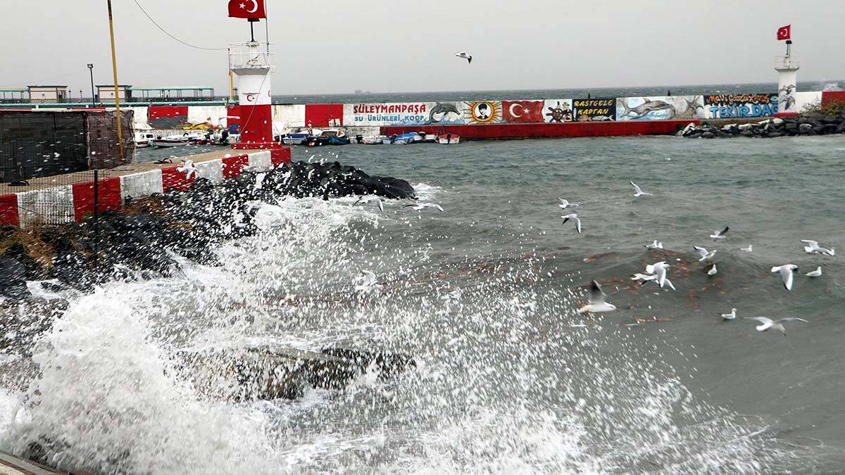 Tekirdağ'da feribot seferlerine fırtına engeli
